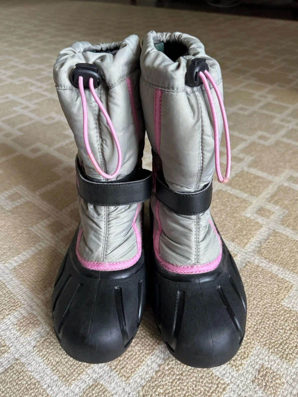 Sorel Kids Waterproof Winter Snow Boots Gray Black Pink Girls Size 5